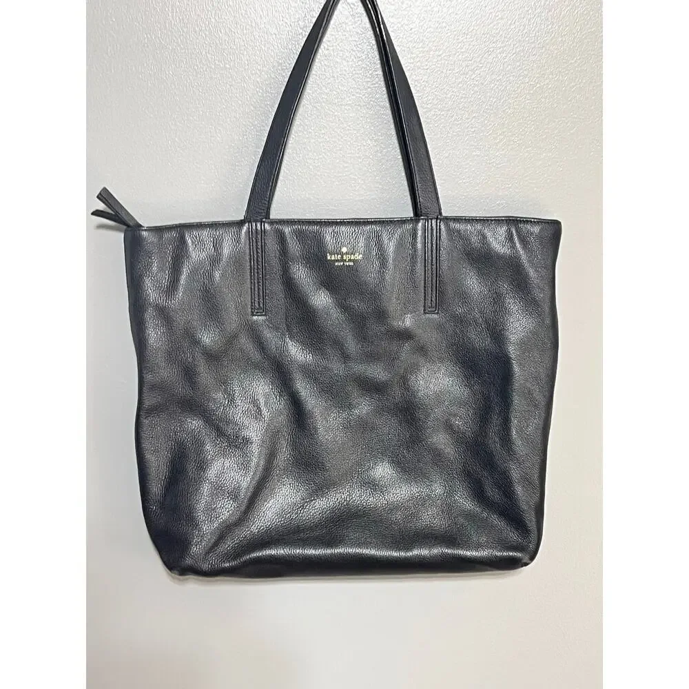 Kate Spade New‎ York Jana Tote Saffiano Leather Handbag Black K8150 Black Zipper